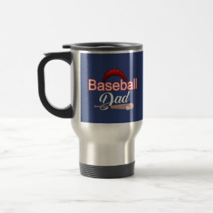 Baseball dad family sports modern black white text travel mug