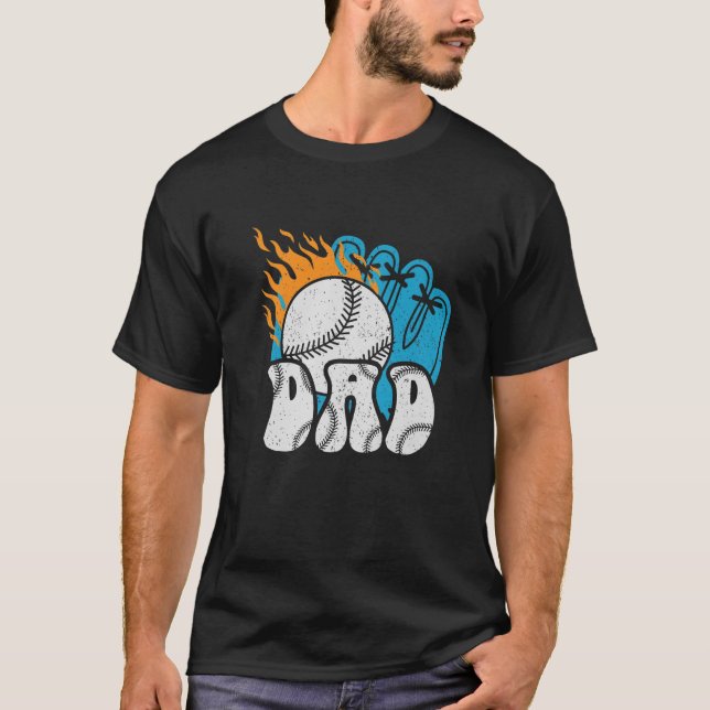 Baseball Dad Father Daddy Baseball T-Shirt (Front)
