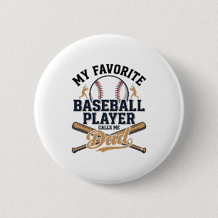 Baseball Dad Favourite Player Vintage Shirt Design 6 Cm Round Badge