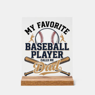 Baseball Dad Favourite Player Vintage Shirt Design Acrylic Sign