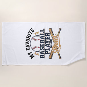 Baseball Dad Favourite Player Vintage Shirt Design Beach Towel