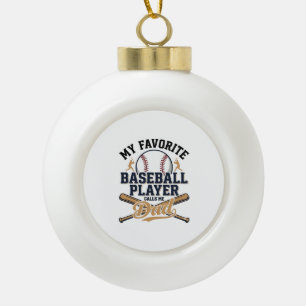 Baseball Dad Favourite Player Vintage Shirt Design Ceramic Ball Christmas Ornament