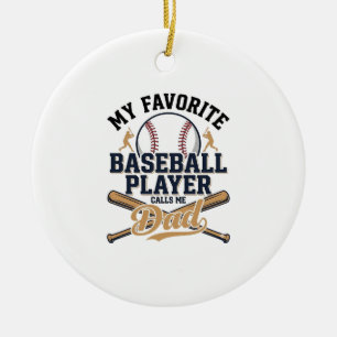 Baseball Dad Favourite Player Vintage Shirt Design Ceramic Tree Decoration