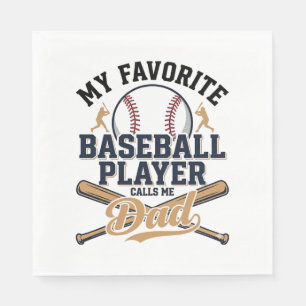 Baseball Dad Favourite Player Vintage Shirt Design Napkin