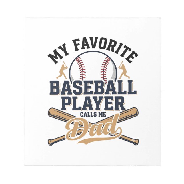 Baseball Dad Favourite Player Vintage Shirt Design Notepad (Front)