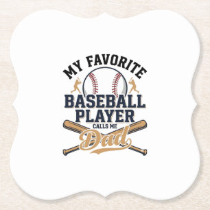 Baseball Dad Favourite Player Vintage Shirt Design Paper Coaster