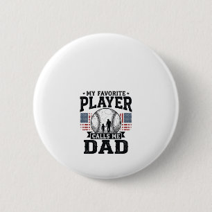Baseball Dad Favourite Player Vintage Vector Desig 6 Cm Round Badge
