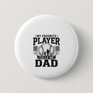 Baseball Dad Favourite Player Vintage Vector Desig 6 Cm Round Badge