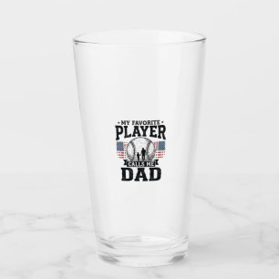 Baseball Dad Favourite Player Vintage Vector Desig Glass