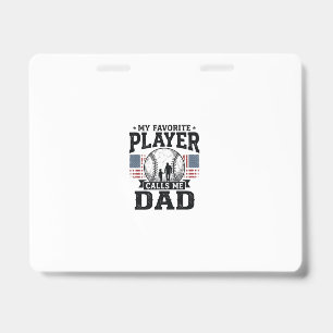 Baseball Dad Favourite Player Vintage Vector Desig ID Badge