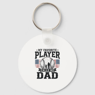 Baseball Dad Favourite Player Vintage Vector Desig Key Ring