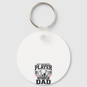 Baseball Dad Favourite Player Vintage Vector Desig Key Ring