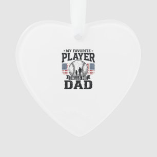 Baseball Dad Favourite Player Vintage Vector Desig Ornament