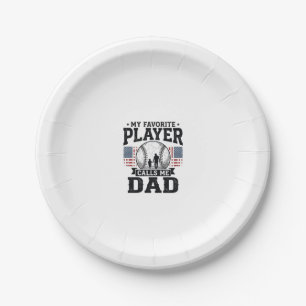 Baseball Dad Favourite Player Vintage Vector Desig Paper Plate