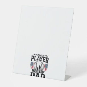 Baseball Dad Favourite Player Vintage Vector Desig Pedestal Sign