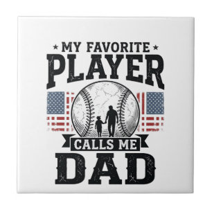 Baseball Dad Favourite Player Vintage Vector Desig Tile