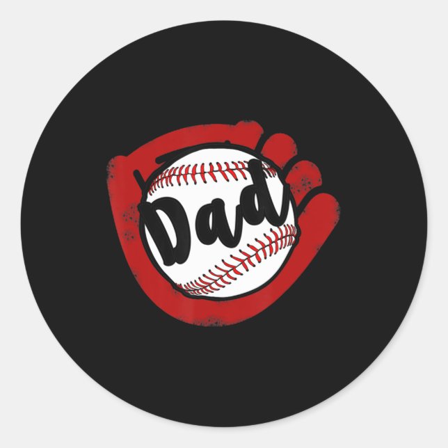Baseball Dad  for Baseball Softball Mum  Classic Round Sticker (Front)