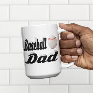 Baseball Dad half text Giant Coffee Mug