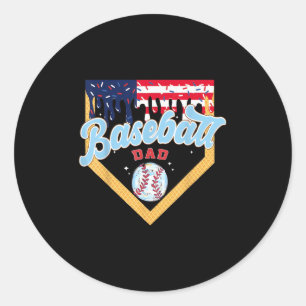 Baseball Dad Ice Cream Drip Funny Baseball Fathers Classic Round Sticker