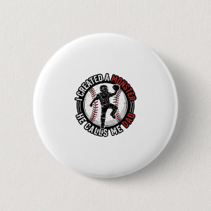 Baseball Dad Monster Vintage Catcher Shirt Design_ 6 Cm Round Badge