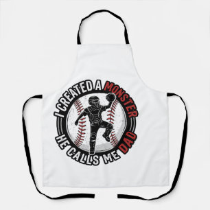 Baseball Dad Monster Vintage Catcher Shirt Design_ Apron