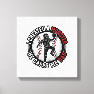 Baseball Dad Monster Vintage Catcher Shirt Design_ Canvas Print