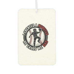 Baseball Dad Monster Vintage Catcher Shirt Design_ Car Air Freshener