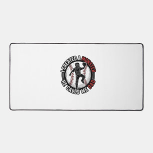 Baseball Dad Monster Vintage Catcher Shirt Design_ Desk Mat