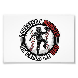 Baseball Dad Monster Vintage Catcher Shirt Design_ Photo Print
