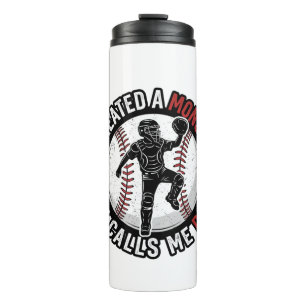 Baseball Dad Monster Vintage Catcher Shirt Design_ Thermal Tumbler