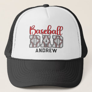 Baseball Dad Name Typography Red Trucker Hat