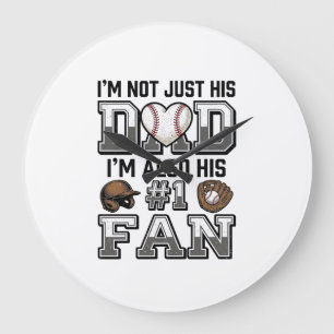 Baseball Dad Number 1 Fan Vintage Shirt Design_1 Large Clock