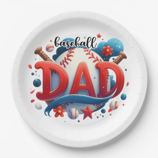 Baseball Dad Paper Plate (Front)