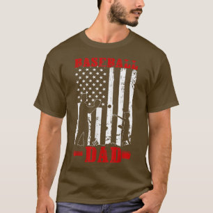 Baseball Dad Patriotic American Flag Sports Lover  T-Shirt