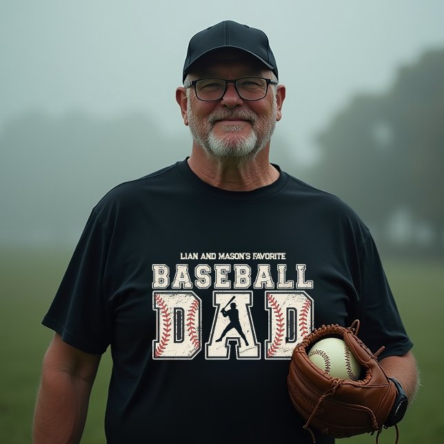 Baseball Dad Personalised Father's Day  T-Shirt (A serious home run gift!)