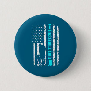 Baseball Dad Usa Flag Baseball Artwork 6 Cm Round Badge