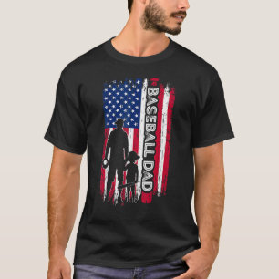 Baseball Dad Usa Flag Baseball Player's Dad Father T-Shirt