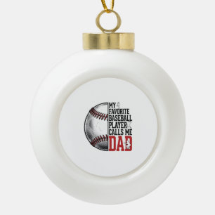 Baseball Dad Vintage Engraving Graphic T-Shirt_1 Ceramic Ball Christmas Ornament