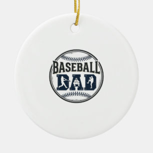 Baseball Dad Vintage Engraving Shirt Design_1 Ceramic Tree Decoration