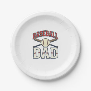 Baseball Dad Vintage Engraving Shirt Design_1 Paper Plate