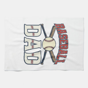 Baseball Dad Vintage Engraving Shirt Design_1 Tea Towel