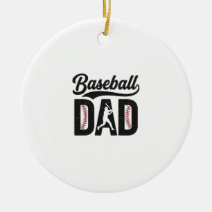 Baseball Dad Vintage Engraving T-Shirt Design_1 Ceramic Tree Decoration