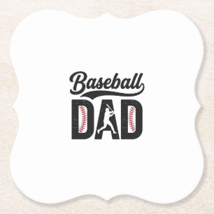 Baseball Dad Vintage Engraving T-Shirt Design_1 Paper Coaster