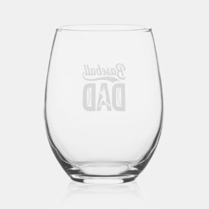 Baseball Dad Vintage Engraving T-Shirt Design_1 Stemless Wine Glass