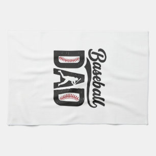 Baseball Dad Vintage Engraving T-Shirt Design_1 Tea Towel