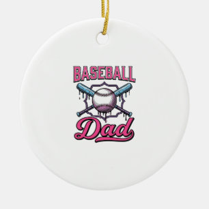 Baseball Dad Vintage Engraving T-Shirt Design (2)_ Ceramic Tree Decoration
