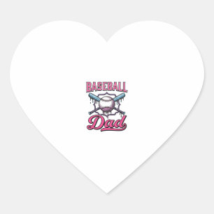 Baseball Dad Vintage Engraving T-Shirt Design (2)_ Heart Sticker