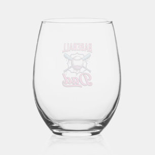 Baseball Dad Vintage Engraving T-Shirt Design (2)_ Stemless Wine Glass
