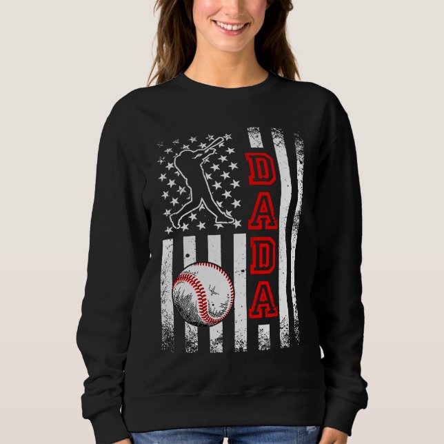 Baseball Dada American Flag  Vintage Baseball Sweatshirt (Front)
