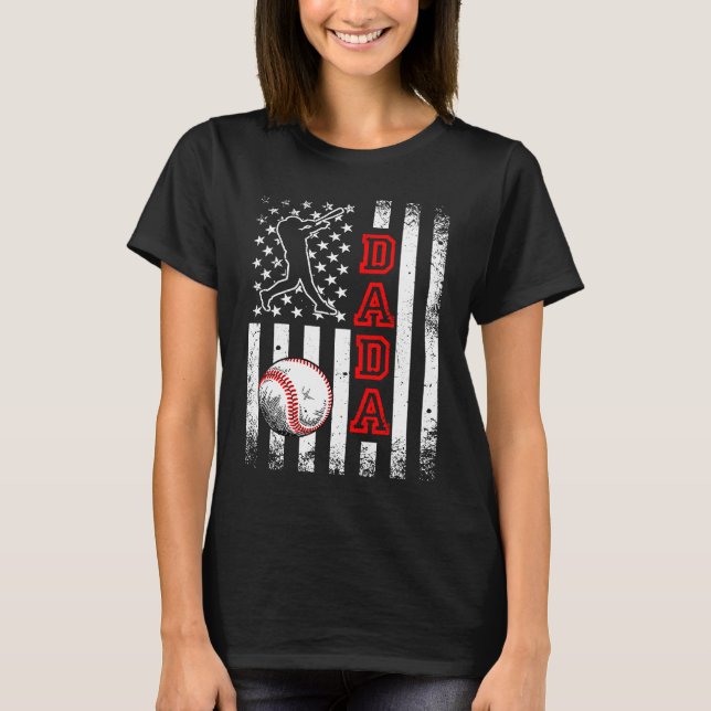 Baseball Dada American Flag  Vintage Baseball T-Shirt (Front)
